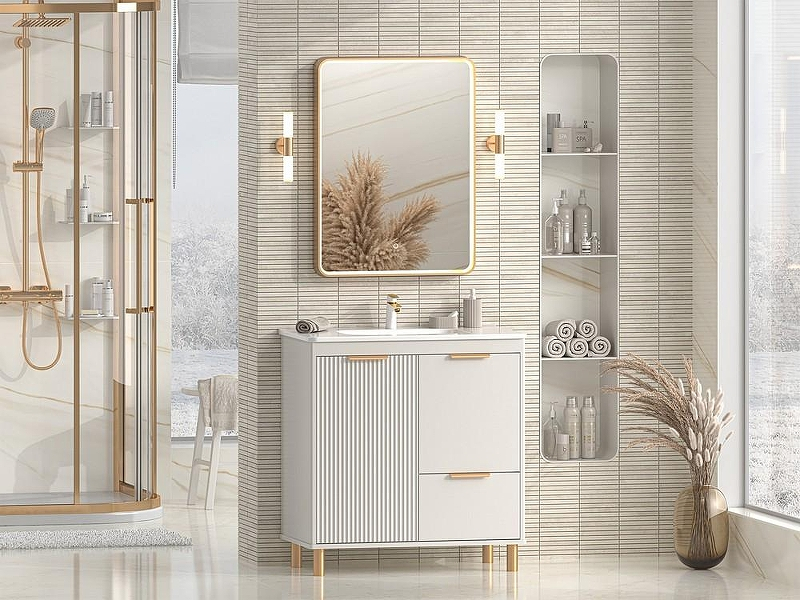 Тумба с раковиной Brevita Risacca Crema 80 УТ000025680 Серая матовая, купить, цена, заказать, магазин, доставка, скидка, промокод, купить, цена, заказать, магазин, доставка, скидка, промокод