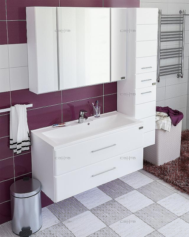 Тумба под раковину СанТа Омега 100 207028 подвесная Белая, купить, цена, заказать, магазин, доставка, скидка, промокод, купить, цена, заказать, магазин, доставка, скидка, промокод