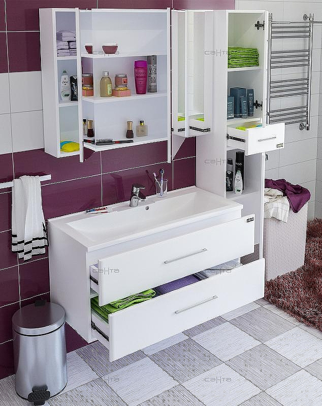 Тумба под раковину СанТа Омега 100 207028 подвесная Белая, купить, цена, заказать, магазин, доставка, скидка, промокод, купить, цена, заказать, магазин, доставка, скидка, промокод