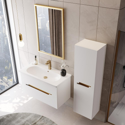 Тумба с раковиной Orka Lodi 80 5005884 подвесная цвет Белый Золото