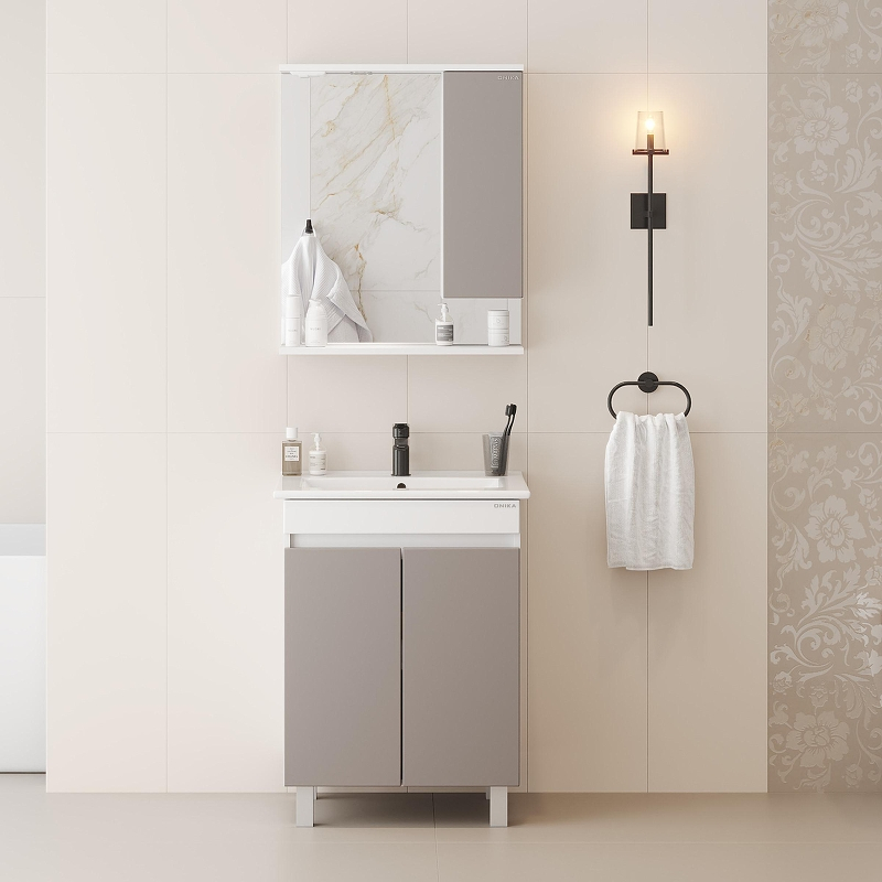 Зеркало со шкафом Onika Марви 60 R 206088 с подсветкой цвет Белый Мокко, купить, цена, заказать, магазин, доставка, скидка, промокод, купить, цена, заказать, магазин, доставка, скидка, промокод