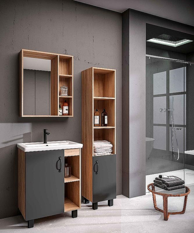 Шкаф пенал Grossman Флай 30 R 303002 Дуб сонома Серый, купить, цена, заказать, магазин, доставка, скидка, промокод, купить, цена, заказать, магазин, доставка, скидка, промокод