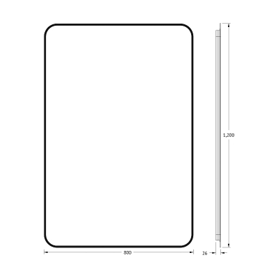 Зеркало Defesto Aura 80х120 DF 2970 с подсветкой 38W-4500K/Без выключателя/Нейтральный белый свет/Черная рама