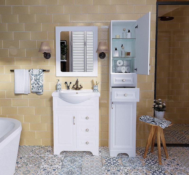 Тумба под раковину 1MarKa Прованс New 65Н У94488 Белый глянец, купить, цена, заказать, магазин, доставка, скидка, промокод, купить, цена, заказать, магазин, доставка, скидка, промокод