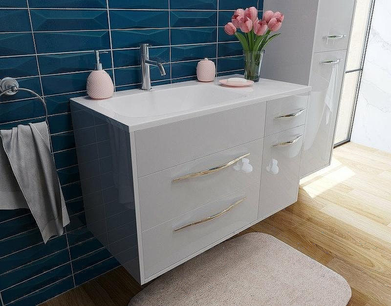 Тумба с раковиной Эстет Barcelona 90 L ФР-00003595 подвесная Белая, купить, цена, заказать, магазин, доставка, скидка, промокод, купить, цена, заказать, магазин, доставка, скидка, промокод