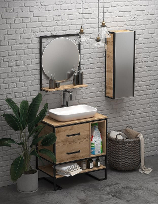 Шкаф пенал 1MarKa Grunge Loft 35П Ц0000007986 подвесной Дуб Вотан