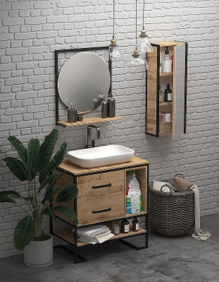 Шкаф пенал 1MarKa Grunge Loft 35П Ц0000007986 подвесной Дуб Вотан