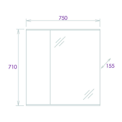 Зеркало со шкафом Onika Марбл 75.00 У 207524 Мрамор Камень бетонный