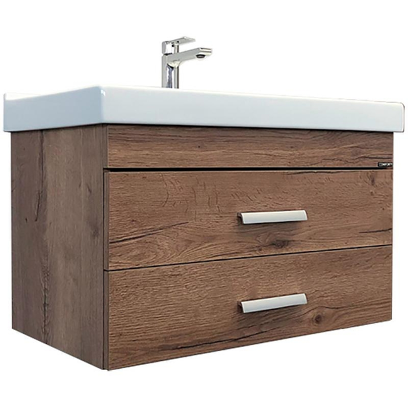 Тумба с раковиной Comforty Никосия 80П 00-00008856 подвесная Дуб темный, купить, цена, заказать, магазин, доставка, скидка, промокод, купить, цена, заказать, магазин, доставка, скидка, промокод