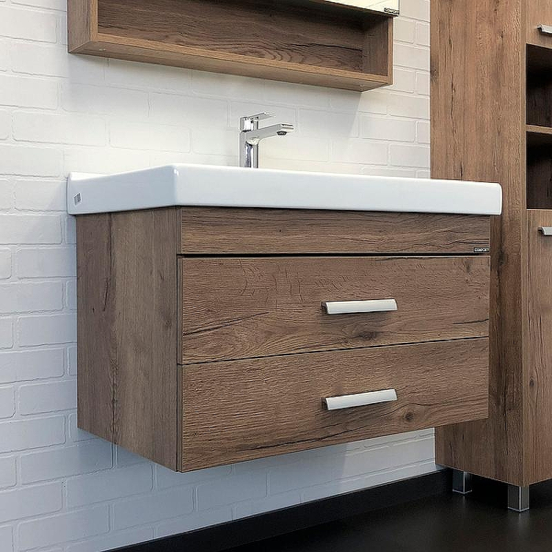 Тумба с раковиной Comforty Никосия 80П 00-00008856 подвесная Дуб темный, купить, цена, заказать, магазин, доставка, скидка, промокод, купить, цена, заказать, магазин, доставка, скидка, промокод