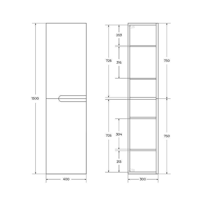 Шкаф пенал Cezares Duet 40 DUET-1500-2A-SC-GR-P подвесной Grafito, купить, цена, заказать, магазин, доставка, скидка, промокод, купить, цена, заказать, магазин, доставка, скидка, промокод