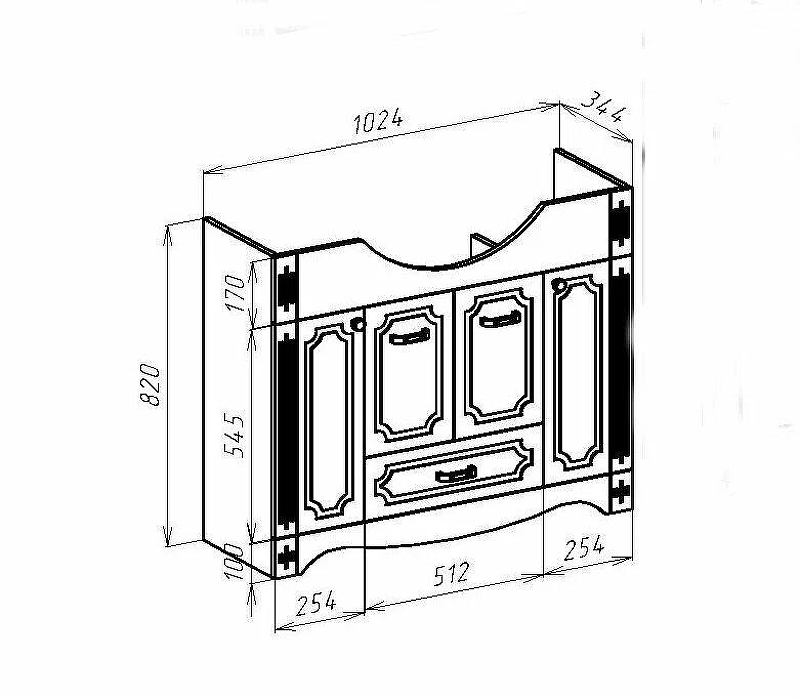 Тумба под раковину Bellezza Кантри 105 4639918000015 Белая, купить, цена, заказать, магазин, доставка, скидка, промокод, купить, цена, заказать, магазин, доставка, скидка, промокод