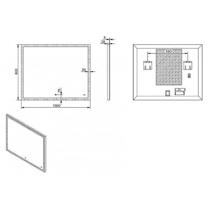 Зеркало Esbano 100 ESMI2542KD с подсветкой с сенсорным выключателем и подогревом, купить, цена, заказать, магазин, доставка, скидка, промокод, купить, цена, заказать, магазин, доставка, скидка, промокод