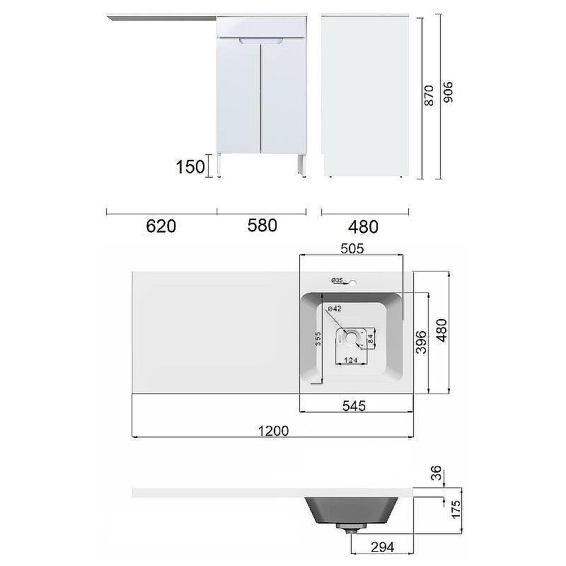 Тумба с раковиной Orange Sistema 120 R STD-120TUW+RAR Белая, купить, цена, заказать, магазин, доставка, скидка, промокод, купить, цена, заказать, магазин, доставка, скидка, промокод