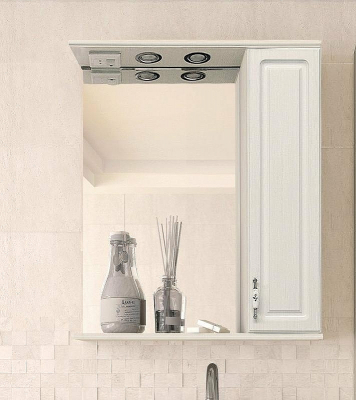 Зеркало со шкафом Style Line Олеандр 2 Люкс 55 ЛС-00000201 с подсветкой Рельеф пастель