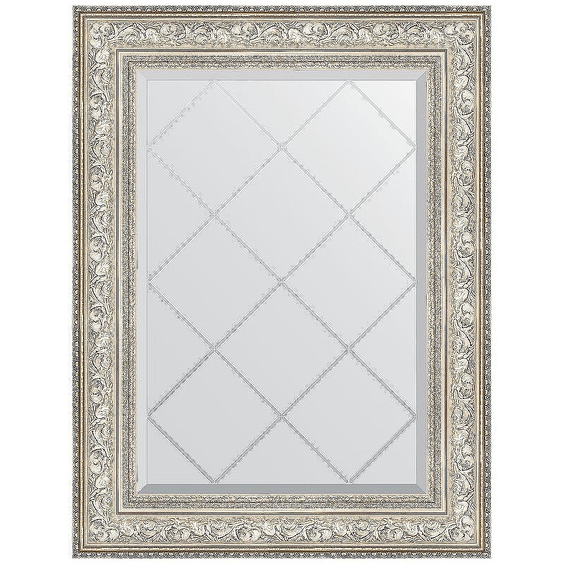 Зеркало Evoform Exclusive-G 93х70 BY 4125 с гравировкой в багетной раме - Виньетка серебро 109, купить, цена, заказать, магазин, доставка, скидка, промокод, купить, цена, заказать, магазин, доставка, скидка, промокод