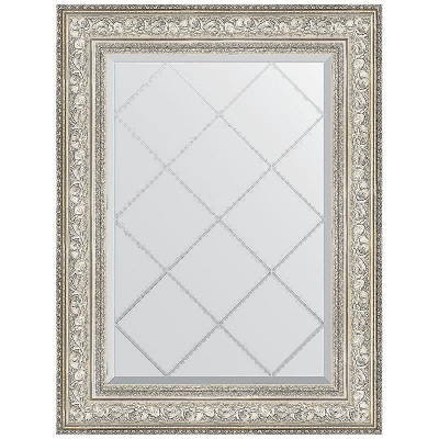 Зеркало Evoform Exclusive-G 93х70 BY 4125 с гравировкой в багетной раме - Виньетка серебро 109