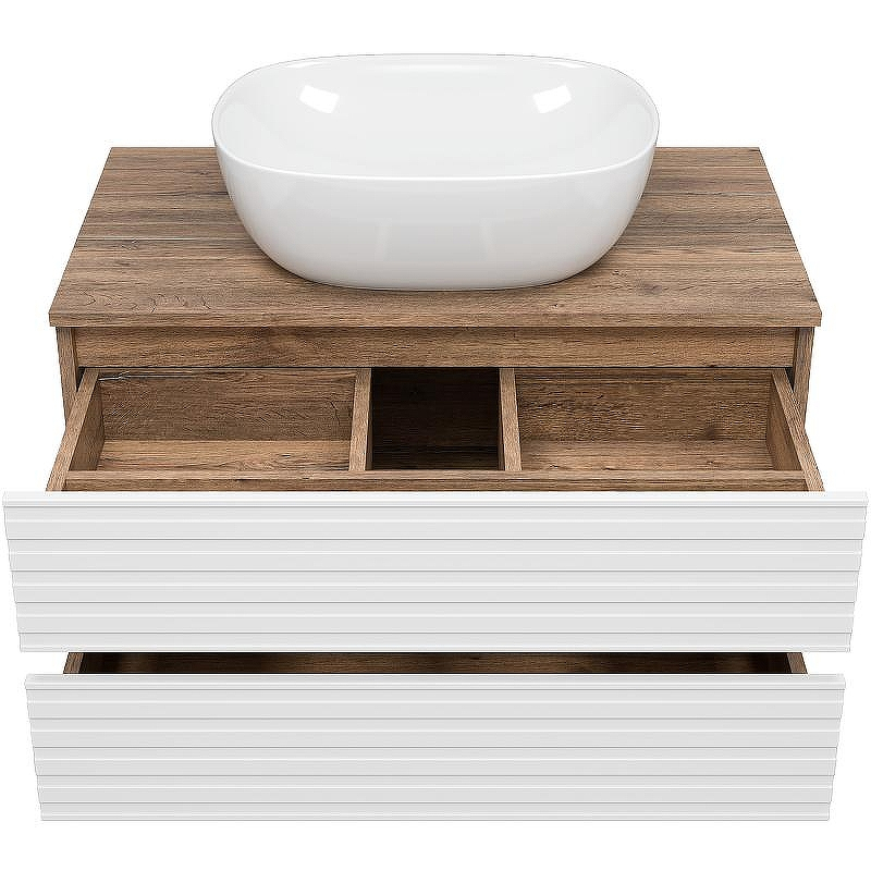 Тумба под раковину Brevita Dakota 80 DAK-09080-19/01-2Я подвесная Белая матовая Дуб Галифакс олово, купить, цена, заказать, магазин, доставка, скидка, промокод, купить, цена, заказать, магазин, доставка, скидка, промокод