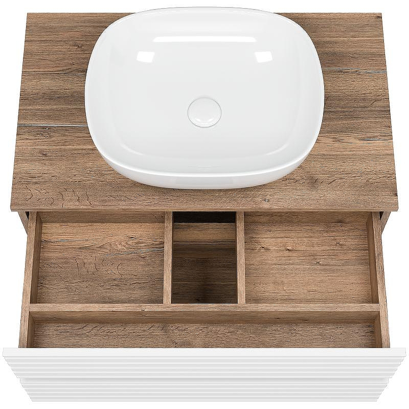 Тумба под раковину Brevita Dakota 80 DAK-09080-19/01-2Я подвесная Белая матовая Дуб Галифакс олово, купить, цена, заказать, магазин, доставка, скидка, промокод, купить, цена, заказать, магазин, доставка, скидка, промокод