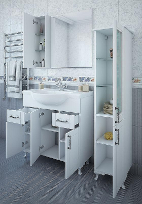 Зеркало со шкафом Sanflor Глория 85 L С000005758 Белое