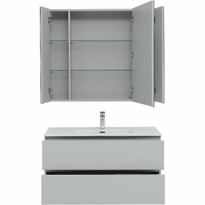 Комплект мебели для ванной Aquanet Алвита New 100 274528 подвесной Серый матовый