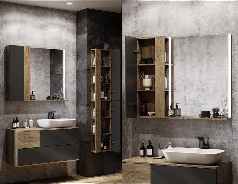 Подвесной шкаф Aquaton Терра 35 1A247103TEKA0 Дуб кантри Антрацит, купить, цена, заказать, магазин, доставка, скидка, промокод, купить, цена, заказать, магазин, доставка, скидка, промокод