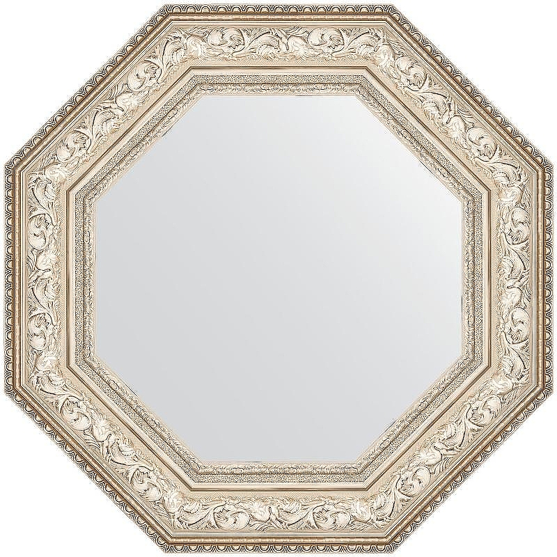 Зеркало Evoform Octagon 65x65 BY 7386 в багетной раме - Виньетка серебро 109, купить, цена, заказать, магазин, доставка, скидка, промокод, купить, цена, заказать, магазин, доставка, скидка, промокод