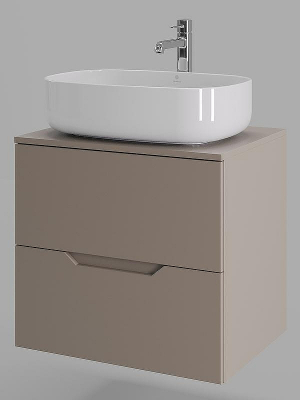 Тумба с раковиной Orange Line 60 Li-60TuLMDF+B07-540W подвесная Латте матовый