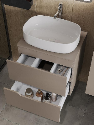 Тумба с раковиной Orange Line 60 Li-60TuLMDF+B07-540W подвесная Латте матовый