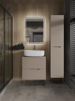 Тумба с раковиной Orange Line 60 Li-60TuLMDF+B07-540W подвесная Латте матовый