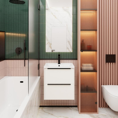 Тумба под раковину La Fenice Tesoro 60 FNC-01-TES-PB-60-2 подвесная Белая матовая