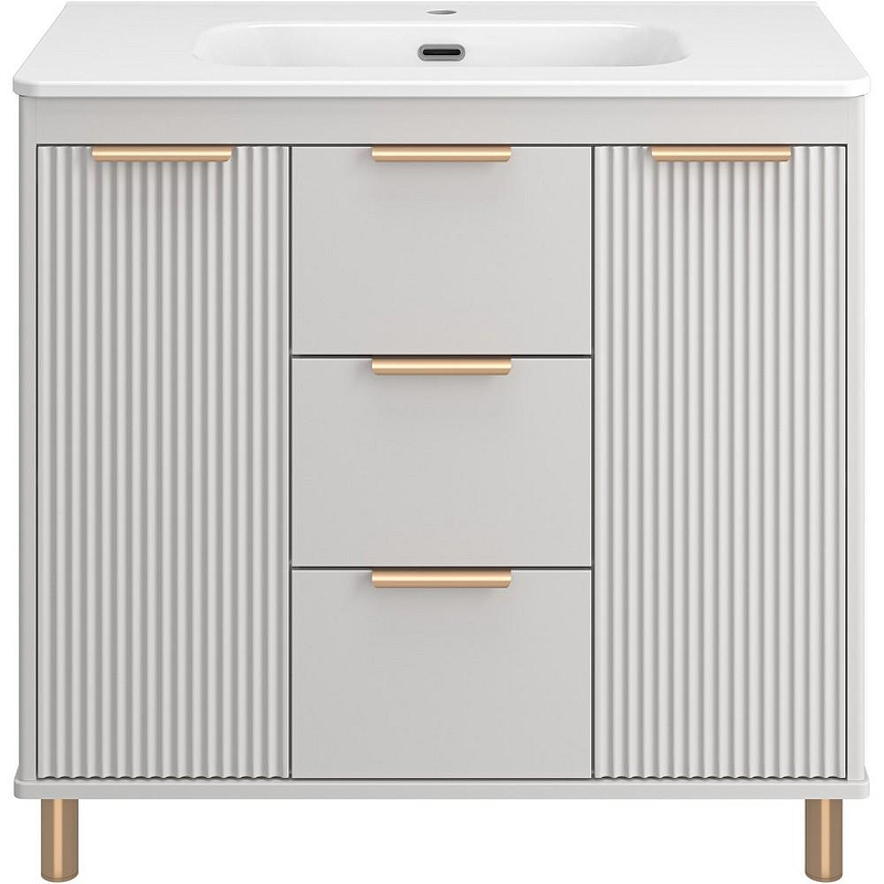 Тумба с раковиной Brevita Risacca Crema 90 УТ000025681 Серая матовая, купить, цена, заказать, магазин, доставка, скидка, промокод, купить, цена, заказать, магазин, доставка, скидка, промокод