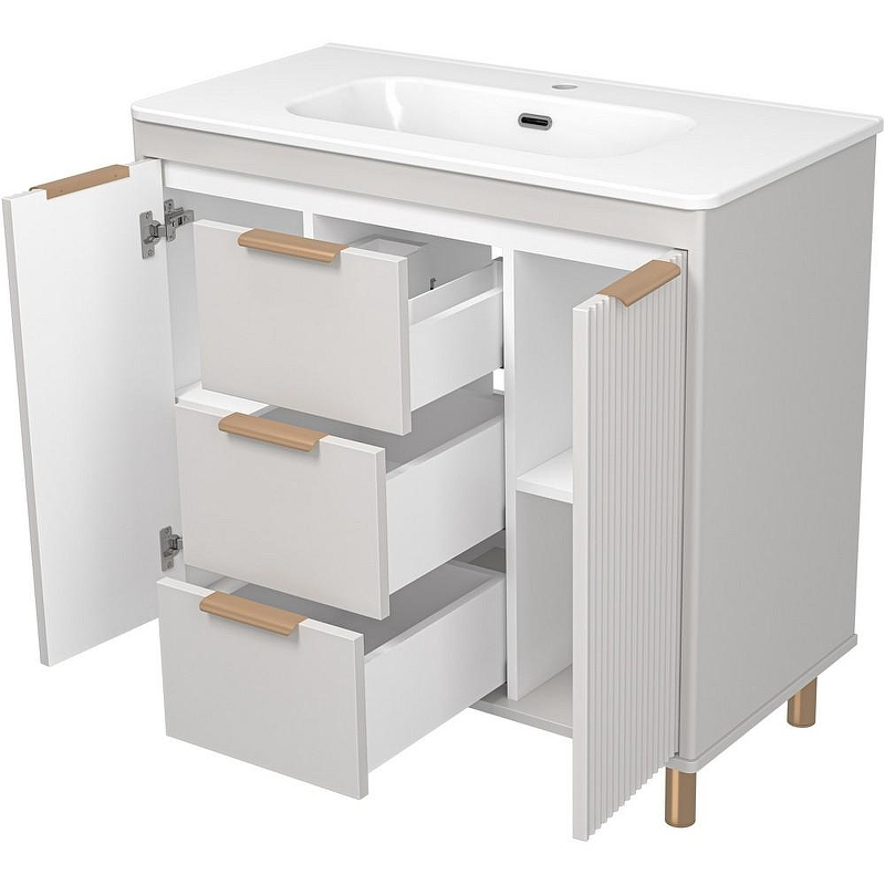 Тумба с раковиной Brevita Risacca Crema 90 УТ000025681 Серая матовая, купить, цена, заказать, магазин, доставка, скидка, промокод, купить, цена, заказать, магазин, доставка, скидка, промокод