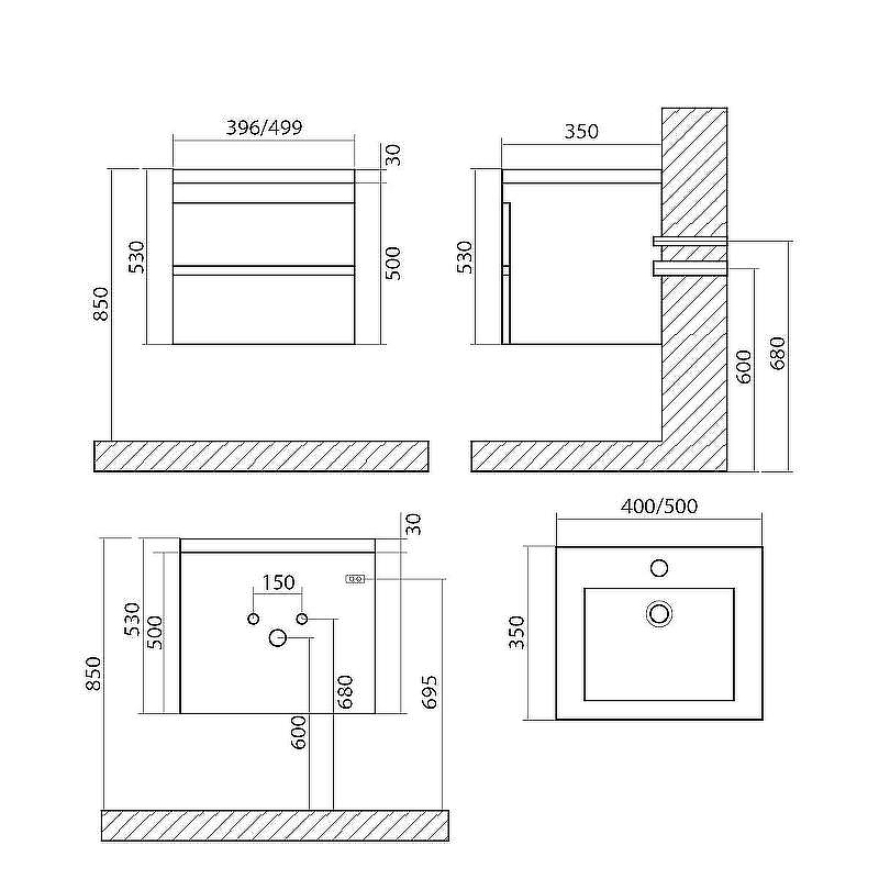 Тумба под раковину Art&Max Family-500-2C-SO-PE подвесная Бетон Экзотик, купить, цена, заказать, магазин, доставка, скидка, промокод, купить, цена, заказать, магазин, доставка, скидка, промокод
