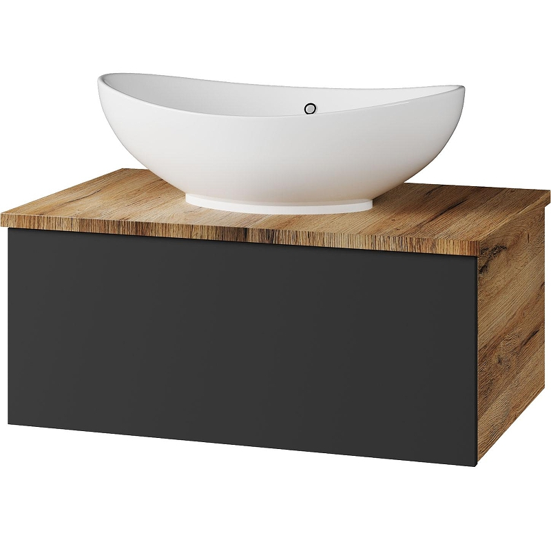 Тумба под раковину Misty Ива 70 П-Ива-01070-481Я подвесная Графит Дуб Вотан, купить, цена, заказать, магазин, доставка, скидка, промокод, купить, цена, заказать, магазин, доставка, скидка, промокод