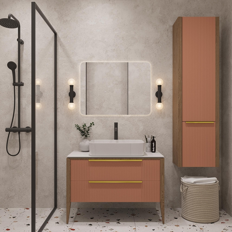 Тумба под раковину ЗОВ Валенсия 100 V100L-KPW цвет Бежево-розовый, купить, цена, заказать, магазин, доставка, скидка, промокод, купить, цена, заказать, магазин, доставка, скидка, промокод