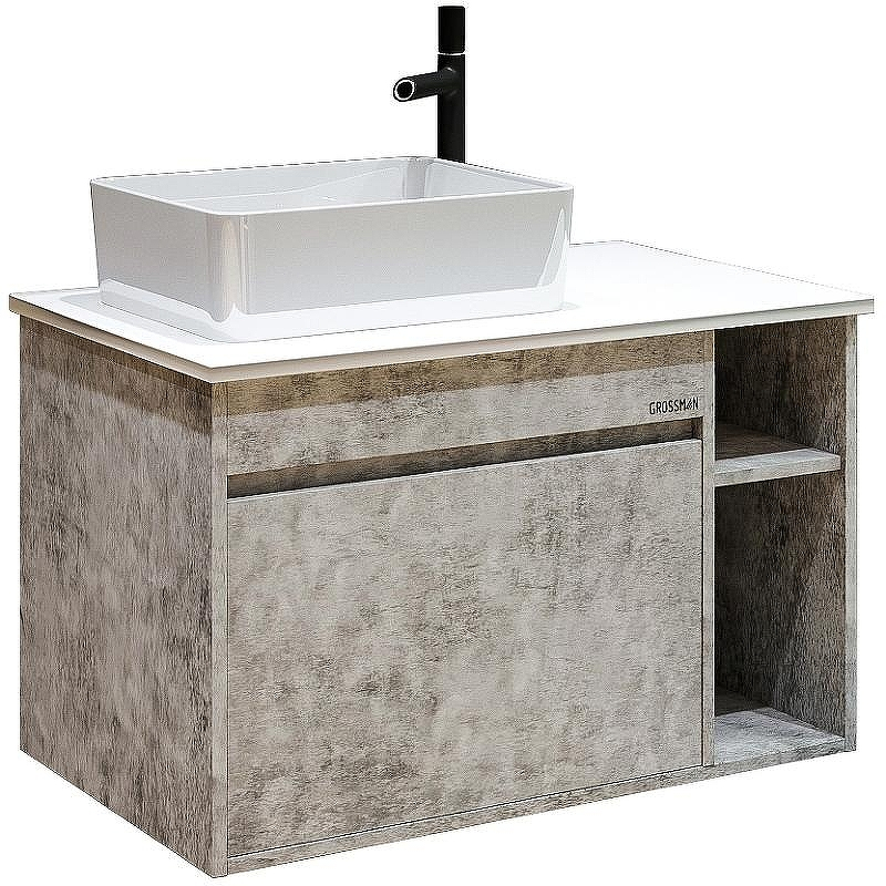 Тумба под раковину Grossman Фалькон 80 108005 подвесная Бетон, купить, цена, заказать, магазин, доставка, скидка, промокод, купить, цена, заказать, магазин, доставка, скидка, промокод