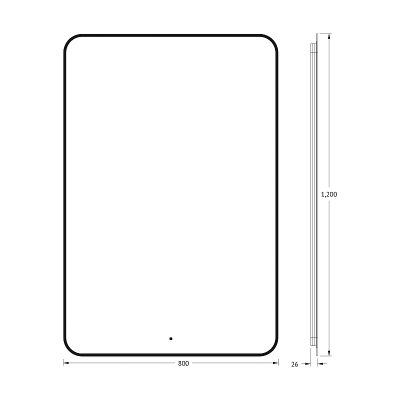Зеркало Defesto Aura 80х120 DF 2970R с подсветкой 38W-4500K/ИК - выключатель/Нейтральный белый свет/Черная рама