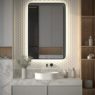 Зеркало Defesto Aura 80х120 DF 2970R с подсветкой 38W-4500K/ИК - выключатель/Нейтральный белый свет/Черная рама