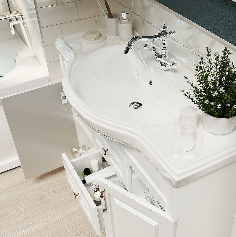 Тумба под раковину 1MarKa Прованс New 80Н У94490 Белый глянец, купить, цена, заказать, магазин, доставка, скидка, промокод, купить, цена, заказать, магазин, доставка, скидка, промокод