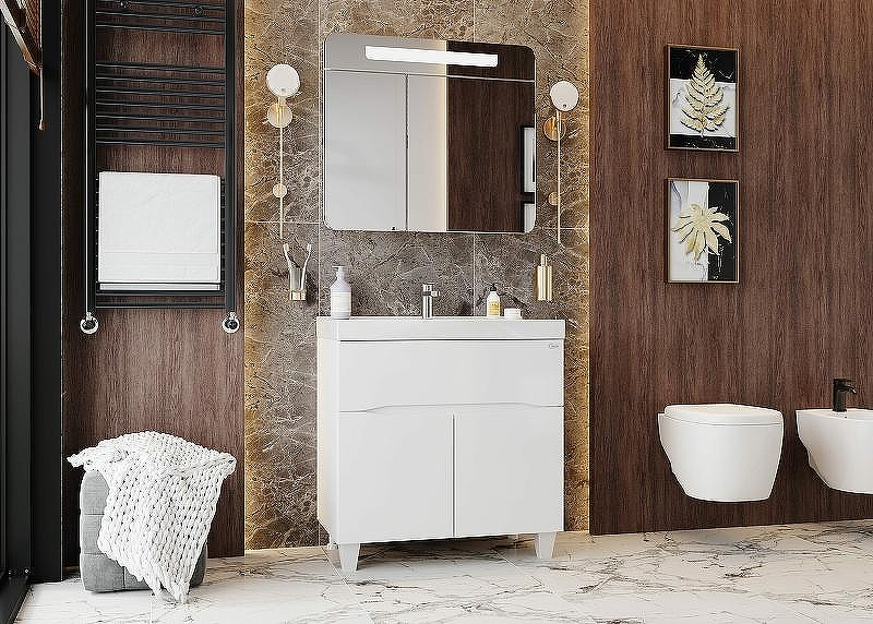 Зеркальный шкаф Onika Неаполь 80.01 208094 с подсветкой Белый, купить, цена, заказать, магазин, доставка, скидка, промокод, купить, цена, заказать, магазин, доставка, скидка, промокод