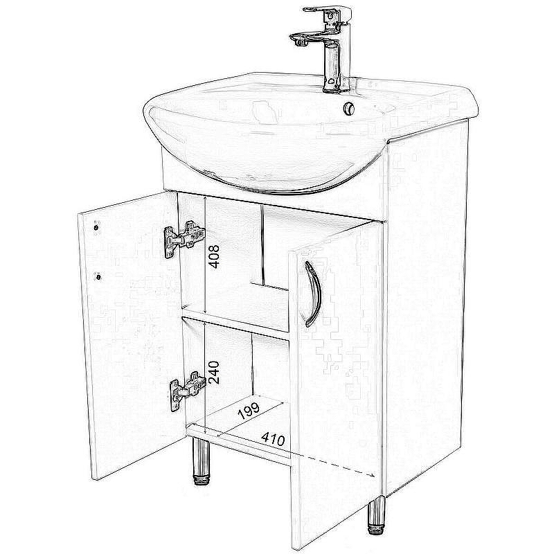 Тумба с раковиной Orange Лайт 50 LA-50TUW+RA Белая, купить, цена, заказать, магазин, доставка, скидка, промокод, купить, цена, заказать, магазин, доставка, скидка, промокод