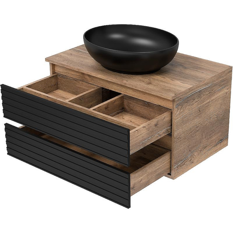 Тумба под раковину Brevita Dakota 80 DAK-09080-19/02-2Я подвесная Черный кварц Дуб Галифакс олово, купить, цена, заказать, магазин, доставка, скидка, промокод, купить, цена, заказать, магазин, доставка, скидка, промокод