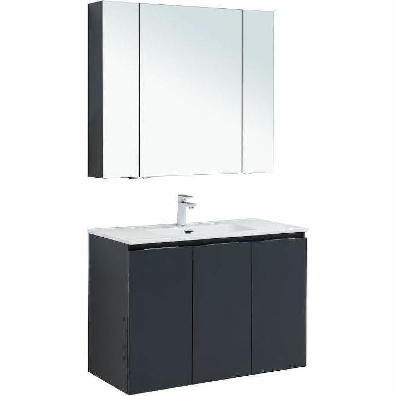 Комплект мебели для ванной Aquanet Алвита New 100 273986 подвесной Антрацит, купить, цена, заказать, магазин, доставка, скидка, промокод, купить, цена, заказать, магазин, доставка, скидка, промокод