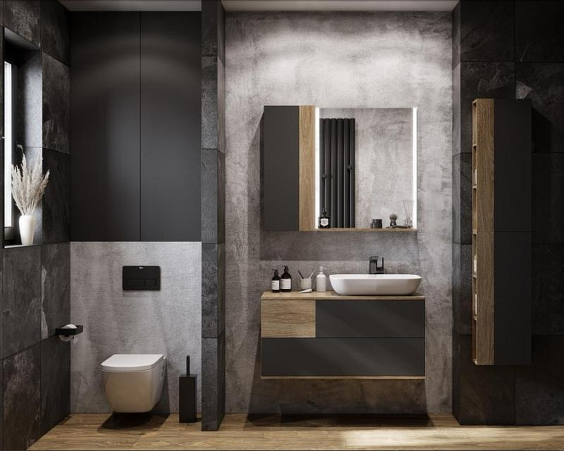 Подвесной шкаф Aquaton Терра 35 1A247503TEKA0 Дуб Кантри Антрацит, купить, цена, заказать, магазин, доставка, скидка, промокод, купить, цена, заказать, магазин, доставка, скидка, промокод