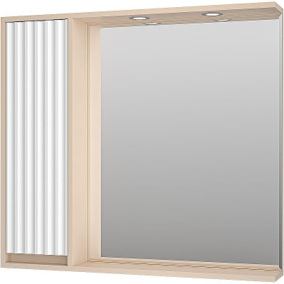 Зеркало со шкафом Brevita Balaton 90 L BAL-04090-03-01Л с подсветкой Белое матовое Бежевое матовое