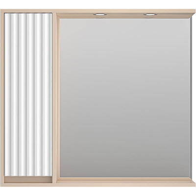 Зеркало со шкафом Brevita Balaton 90 L BAL-04090-03-01Л с подсветкой Белое матовое Бежевое матовое