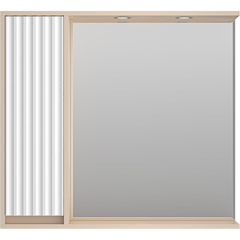 Зеркало со шкафом Brevita Balaton 90 L BAL-04090-03-01Л с подсветкой Белое матовое Бежевое матовое, купить, цена, заказать, магазин, доставка, скидка, промокод, купить, цена, заказать, магазин, доставка, скидка, промокод