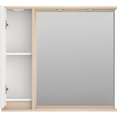 Зеркало со шкафом Brevita Balaton 90 L BAL-04090-03-01Л с подсветкой Белое матовое Бежевое матовое
