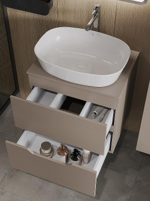 Тумба с раковиной Orange Line 60 Li-60TuLMDF+B08-500W подвесная Латте матовый